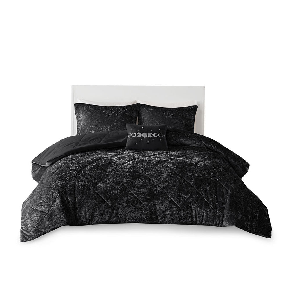 Full/Queen Velvet Comforter Set with Throw Pillow Media 9