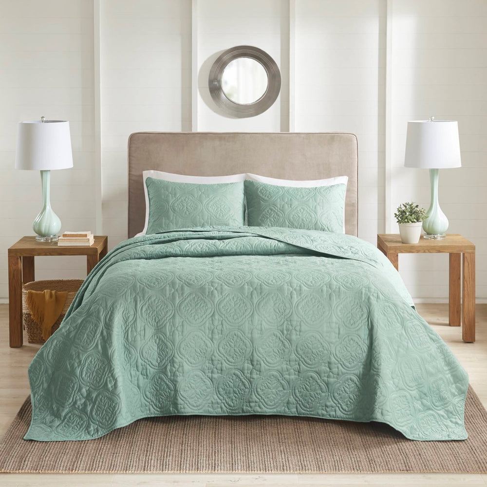 3 Piece Reversible Bedspread Set Seafoam Full/Queen Media 3