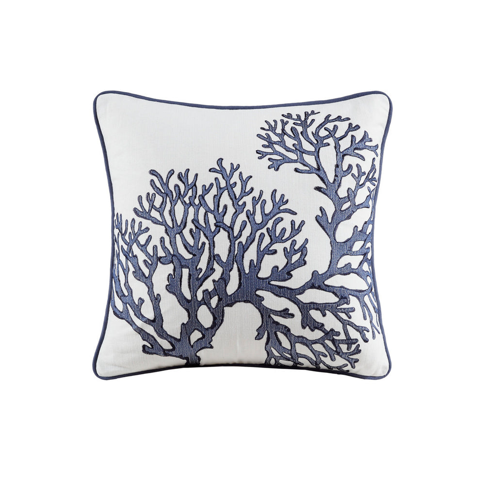 4 Piece Cotton Reversible Embroidered Quilt Set with Throw Pillow Navy King/Cal King Media 7