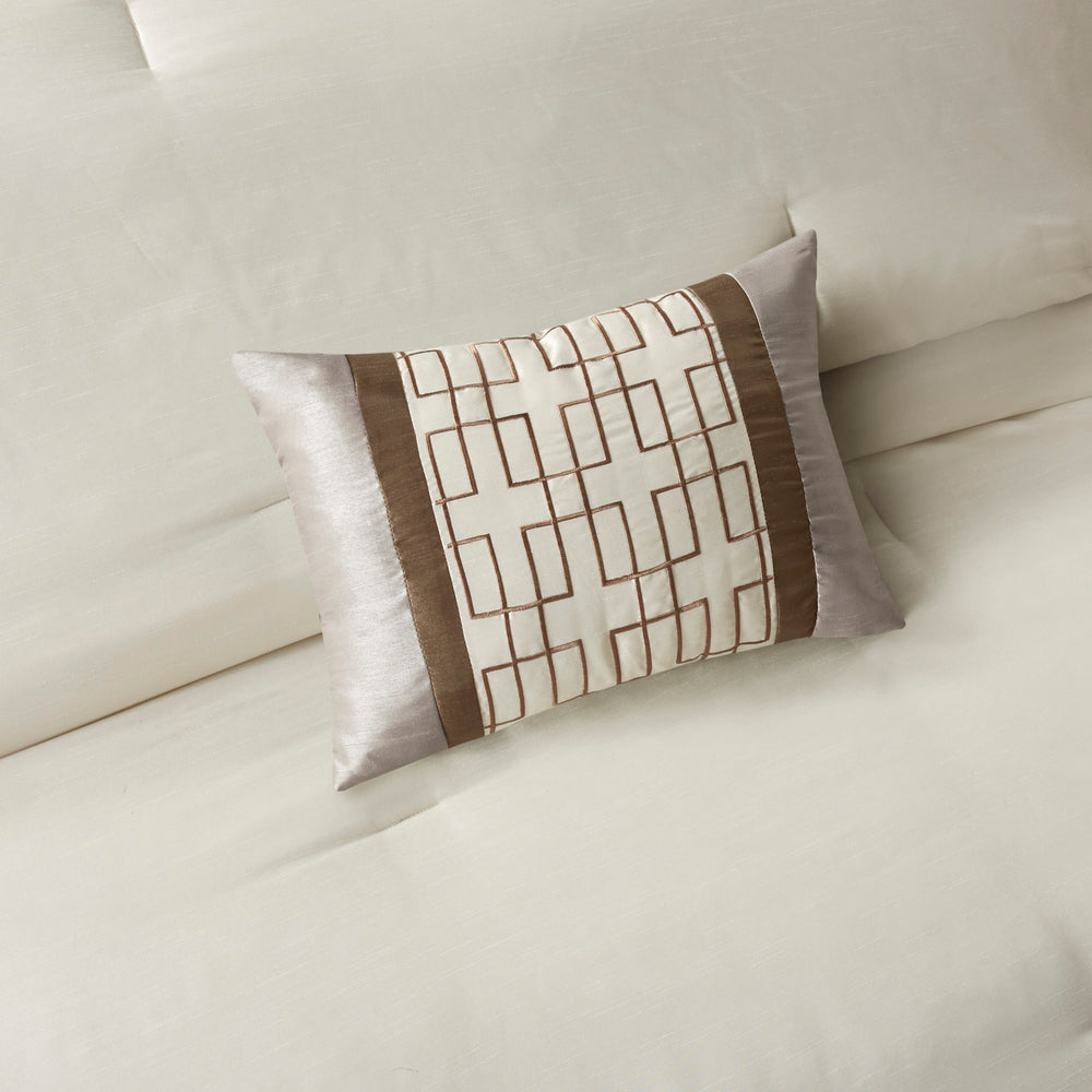 7 Piece Comforter Set Taupe/Brown Queen Media 4
