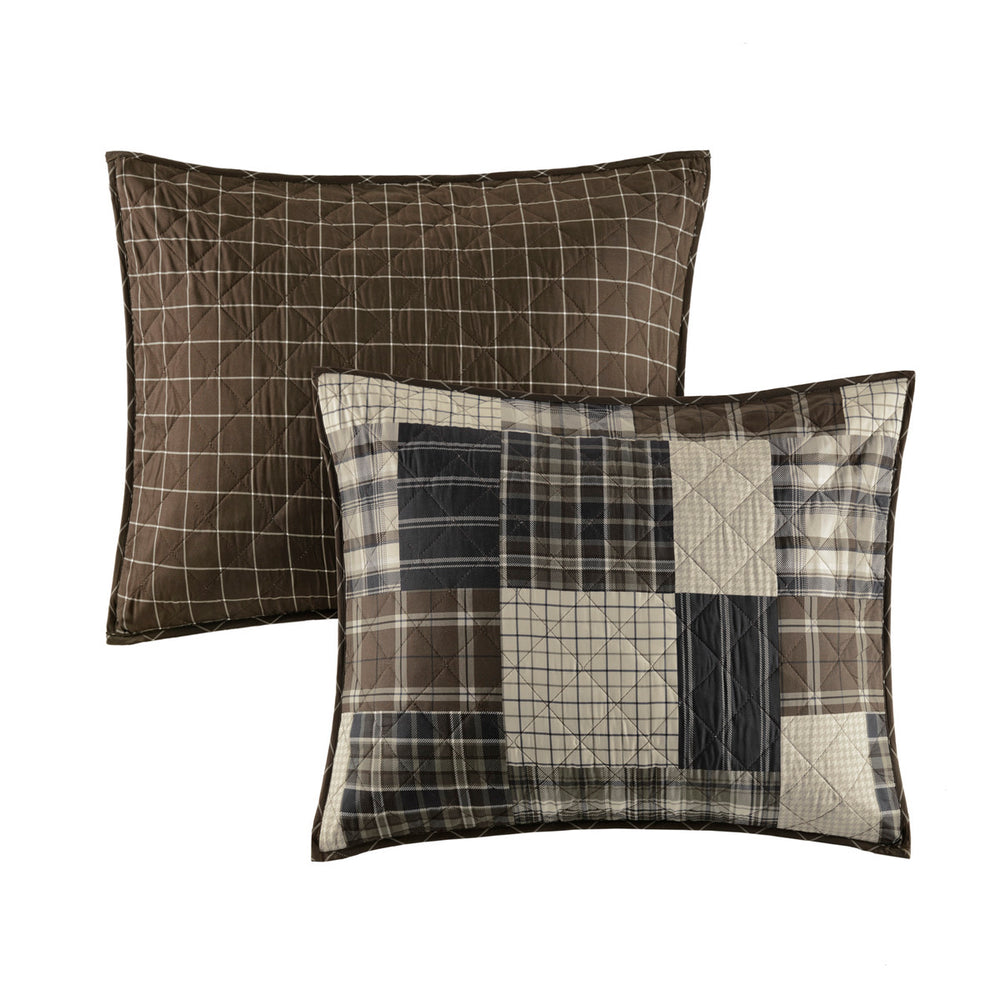 3 Piece Reversible Printed Quilt Set Black/Brown Full/Queen Media 11