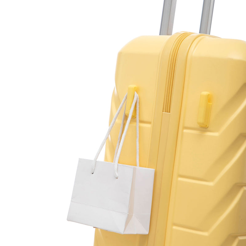 ABS Luggage Set Spinner Wheel 3-Piece Yellow Waterproof Travel Case 20 24 28 Inch