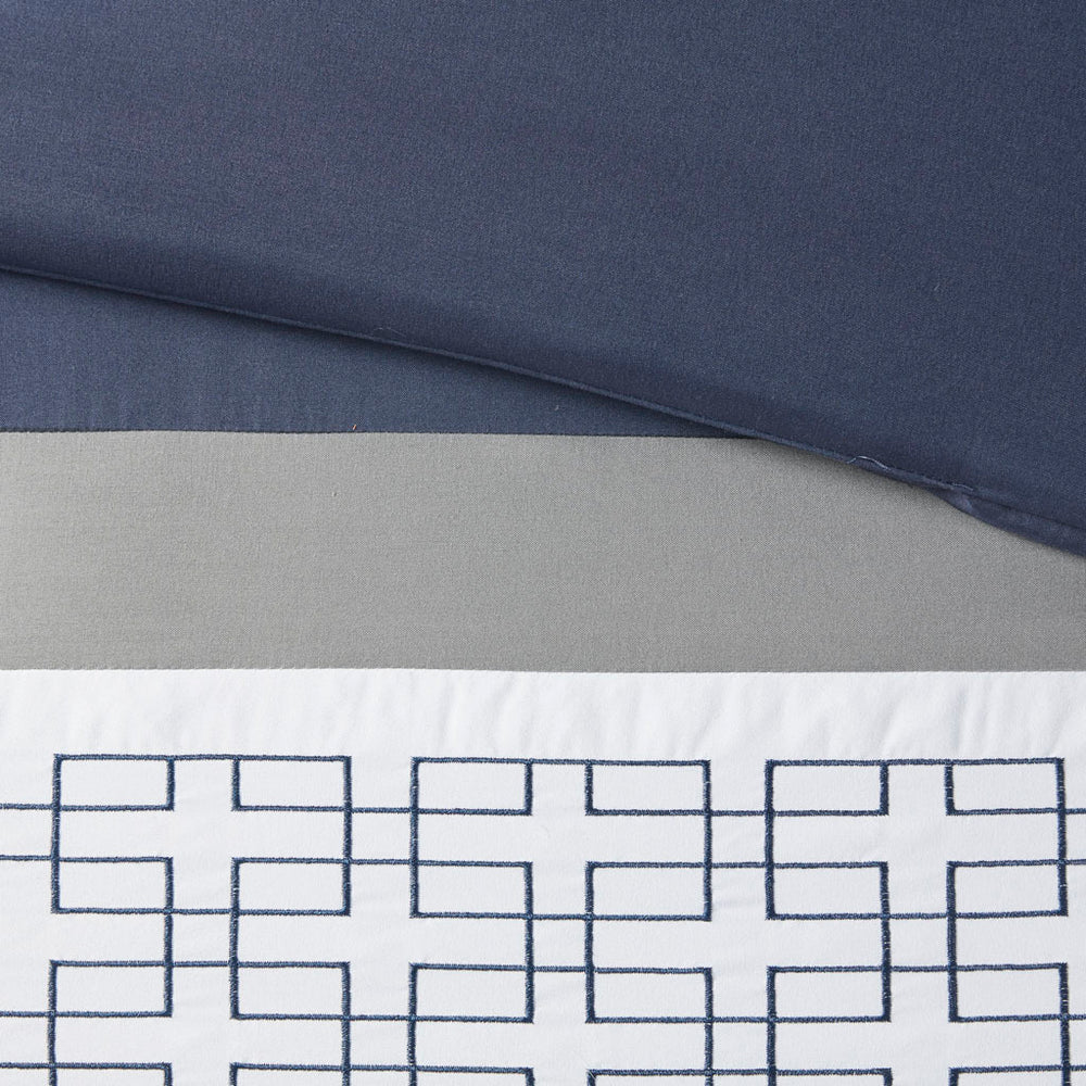 8 Piece Embroidered Comforter Set Navy King Media 5