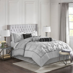 7-Piece 100% Polyester Pieced Pleated Tufted Comforter Set perspective