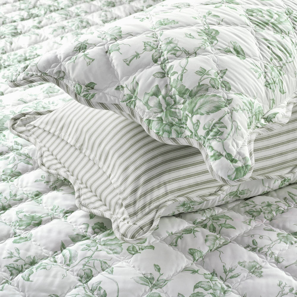 4 Pieces Full/Queen  Quilt Set with Decorative Pillow,Green Media 19