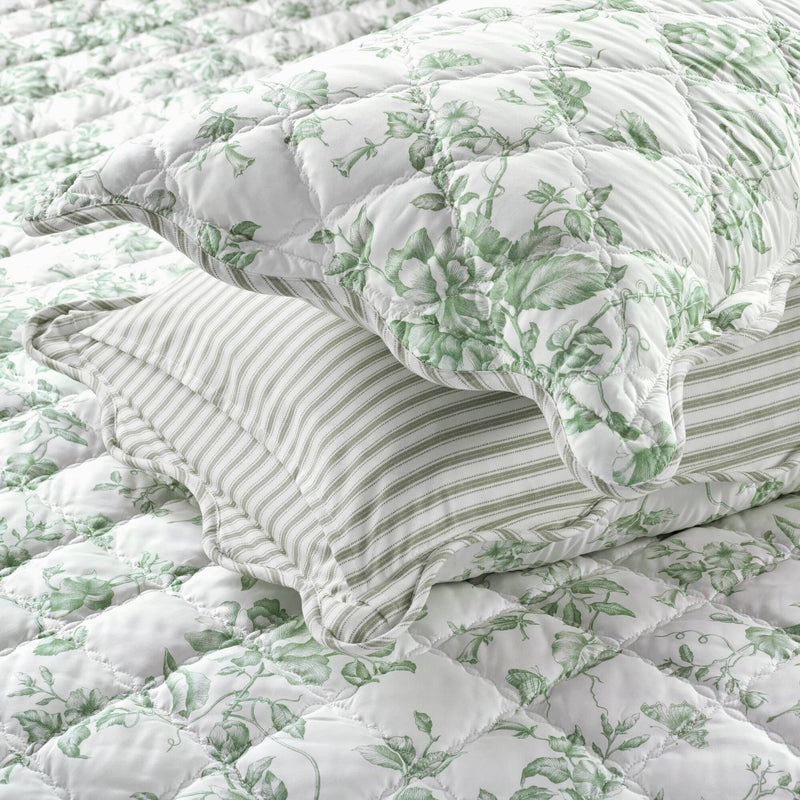 4 Pieces Full/Queen  Quilt Set with Decorative Pillow,Green