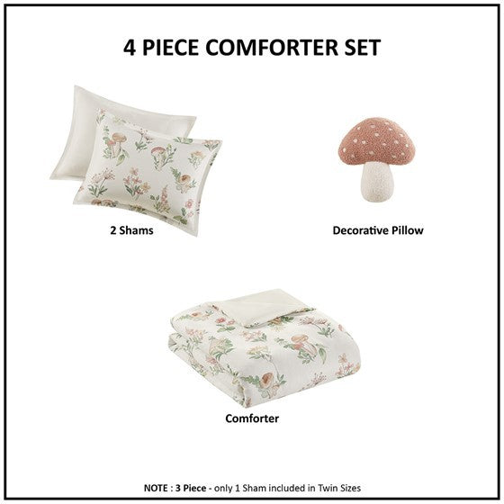 Full/Queen Mushroom Garden Comforter Set