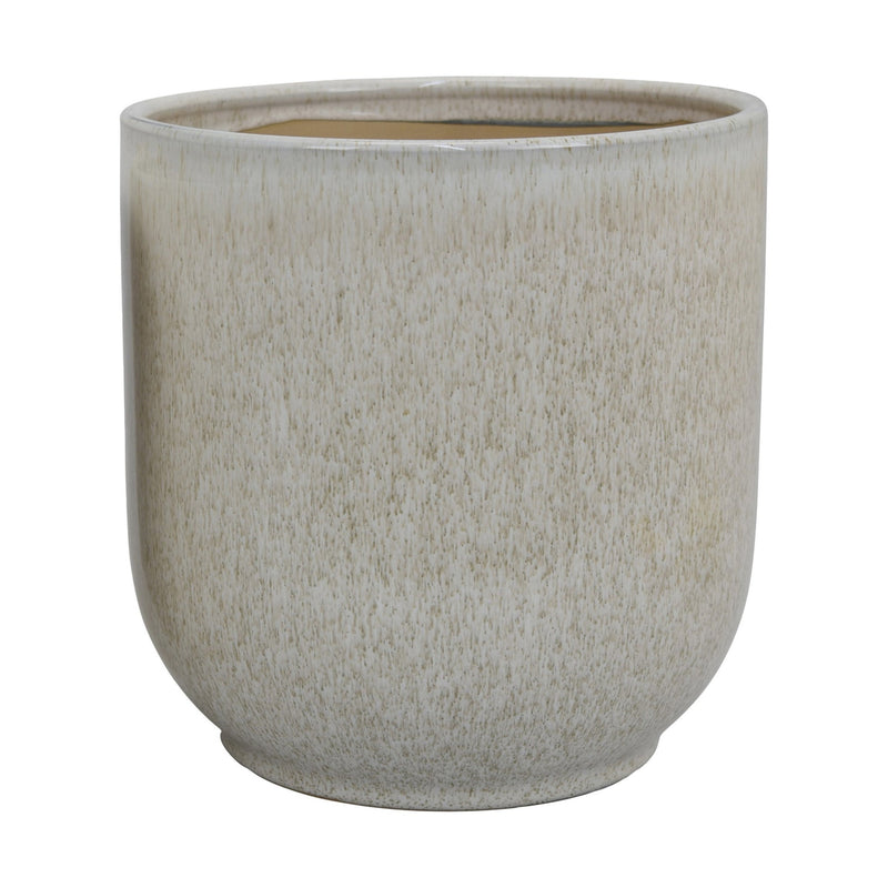 Lyna Accent Planter Set of 2, White Gray Ceramic Smooth Glossy Texture