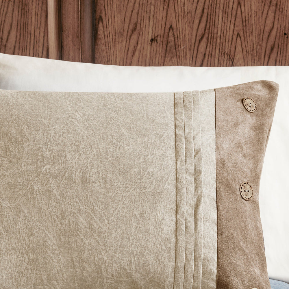 7 Piece Faux Suede Comforter Set Tan Cal King Media 2