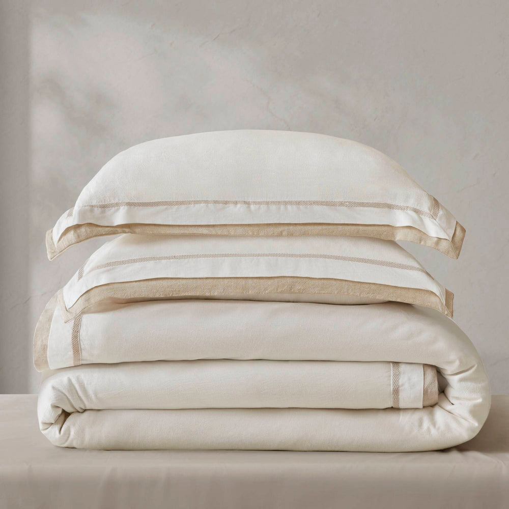 3 Pieces Full/Queen Duvet Cover Set,White+Beige Media 16