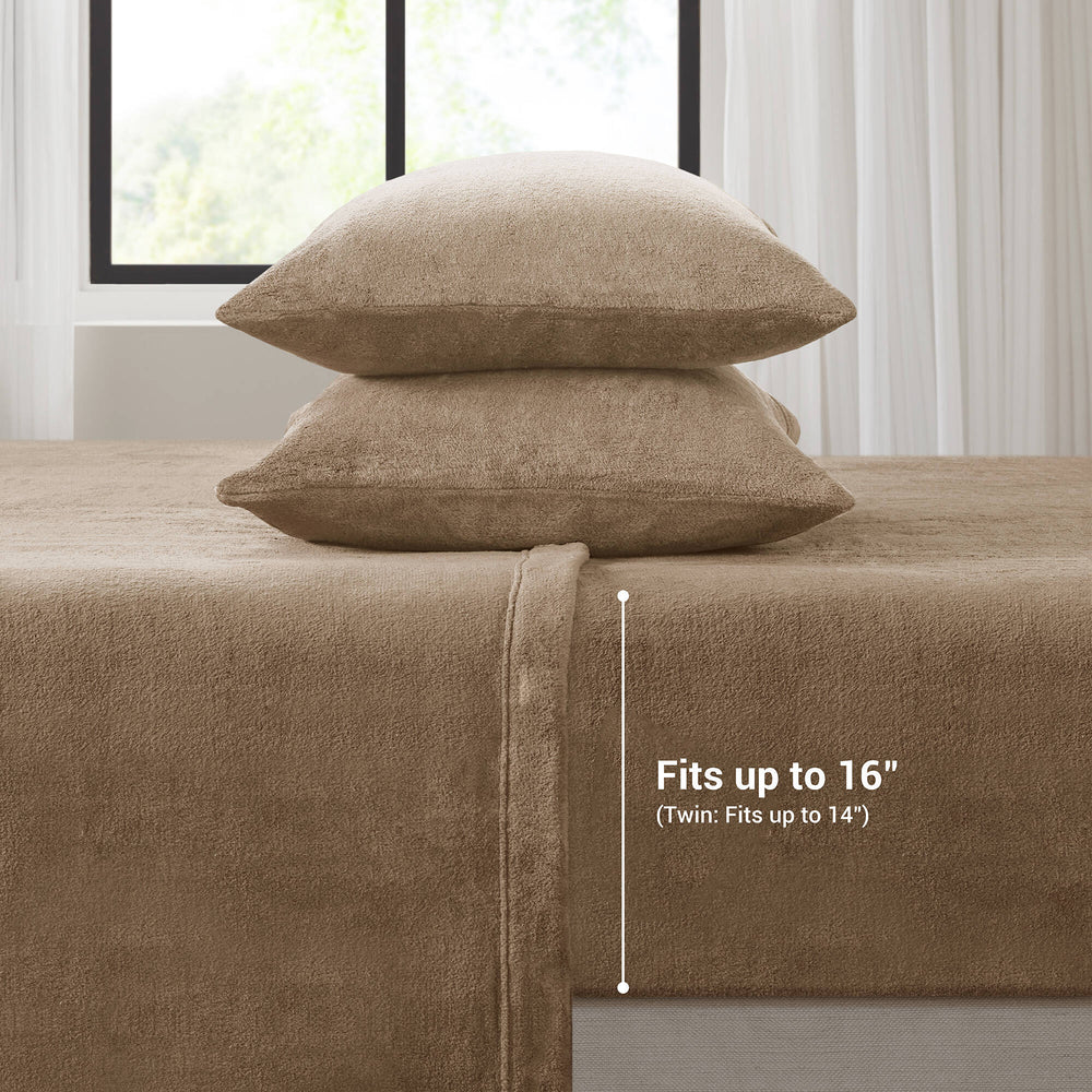 3 PCS Twin Micro Plush Sheet Set Taupe Media 5