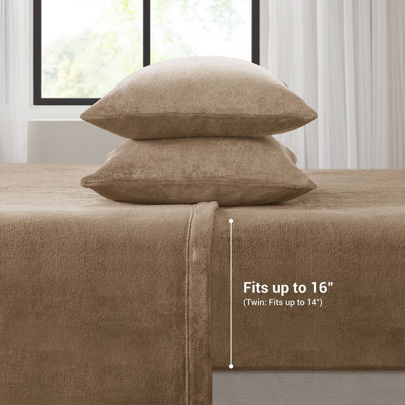 4 PCS Full Micro Plush Sheet Set Taupe