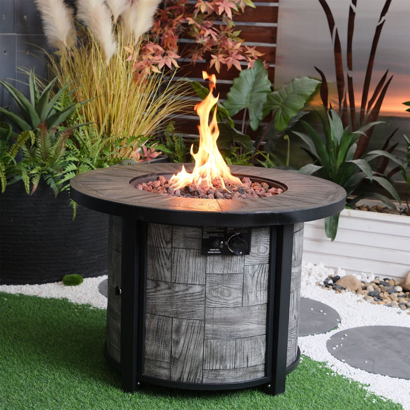Outdoor Propane Fire Pit Concrete Stonecrest & Lava Rocks Cover Included