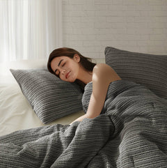 3PCS Waffle Washed Duvet Set perspective