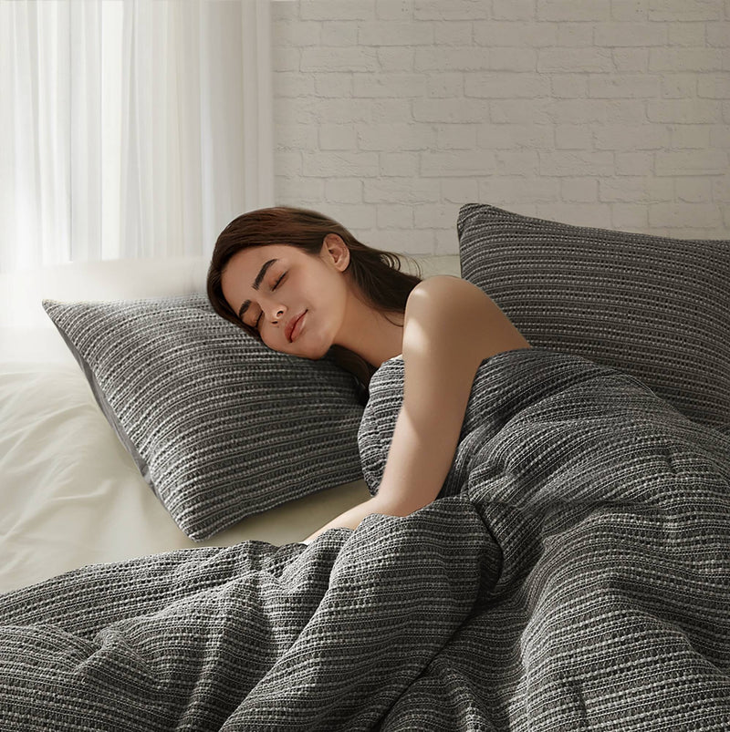 3PCS Waffle Washed Duvet Set