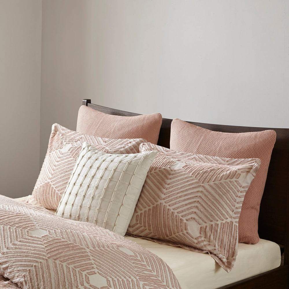 Cotton Jacquard Comforter Set Blush King/Cal King Media 9