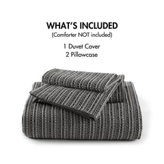 3PCS Waffle Washed Duvet Set perspective
