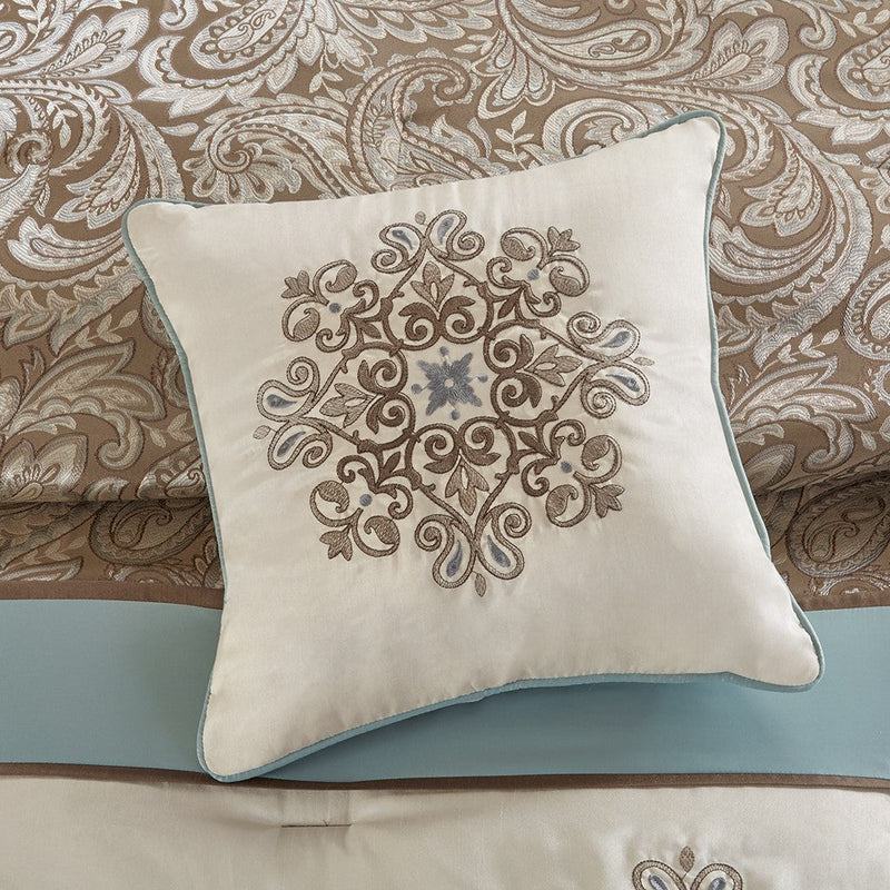 Jacquard 7 Piece Comforter Set Blue King