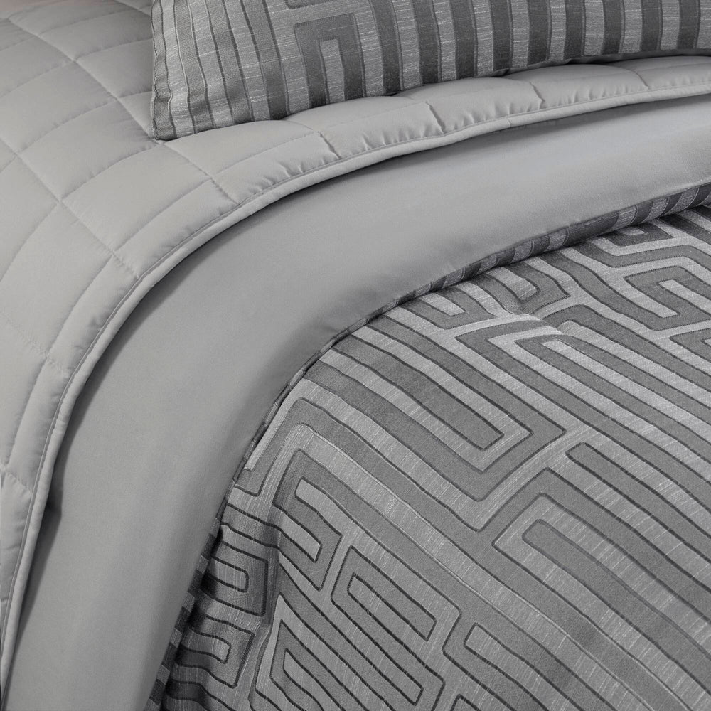 10 PCS Cal King  Luxury Jacquard Comforter Set Grey Media 12