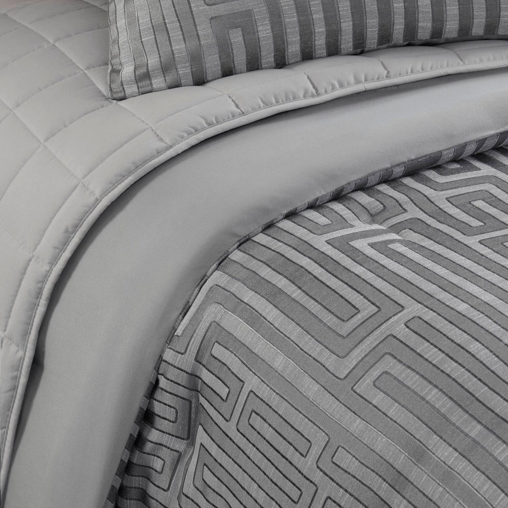10 PCS Queen Luxury Jacquard Comforter Set Grey Media 11