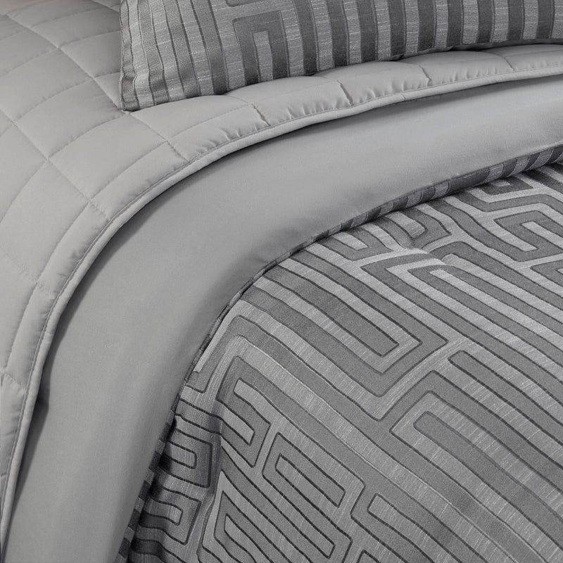 10 PCS King Luxury Jacquard Comforter Set Grey