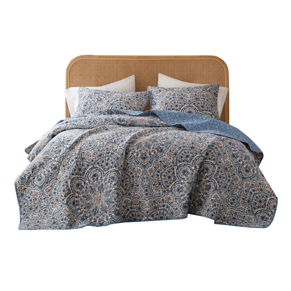 3-Piece Full/Queen Boho Floral Reversible Quilt Media 13
