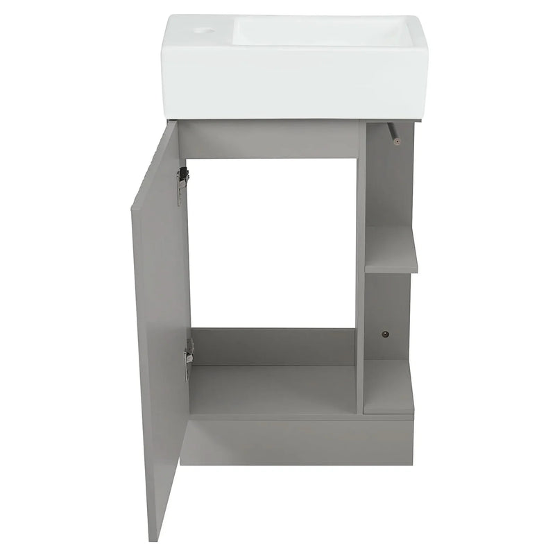 Bathroom Vanity With Sink MDF Grey Two-Tier Shelf Left Or Right Orientation
