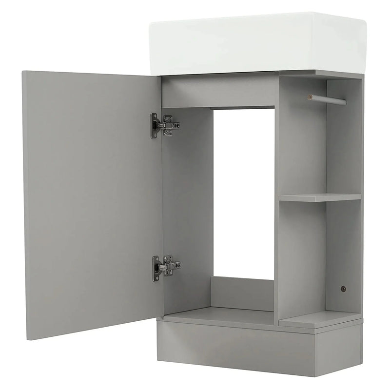 Bathroom Vanity With Sink MDF Grey Two-Tier Shelf Left Or Right Orientation