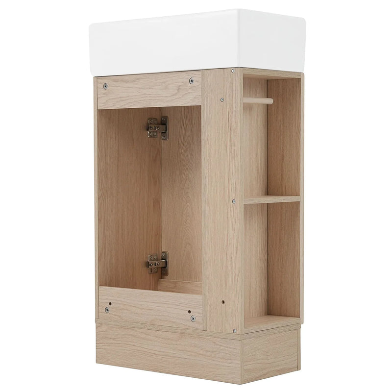 Bathroom Vanity Natural Finish & Two Tier Shelf & Left Or Right Orientation