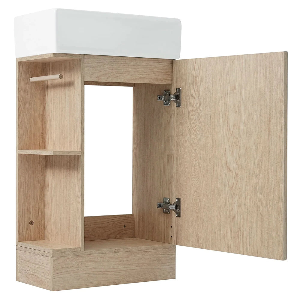 Bathroom Vanity Natural Finish & Two Tier Shelf & Left Or Right Orientation Media 17