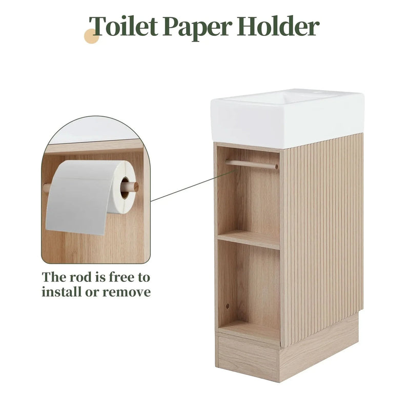 Bathroom Vanity Natural Finish & Two Tier Shelf & Left Or Right Orientation