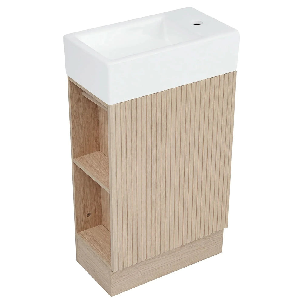 Bathroom Vanity Natural Finish & Two Tier Shelf & Left Or Right Orientation Media 16