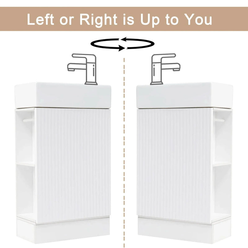Bathroom Vanity Cabinet With Two Tier Shelf Left Or Right Orientation