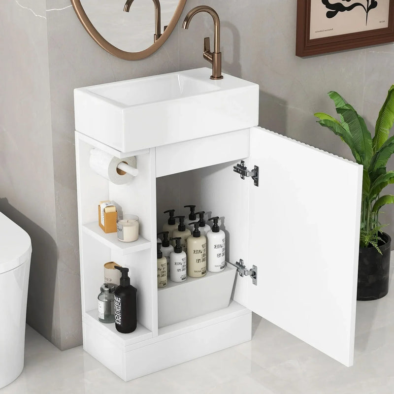 Bathroom Vanity Cabinet With Two Tier Shelf Left Or Right Orientation