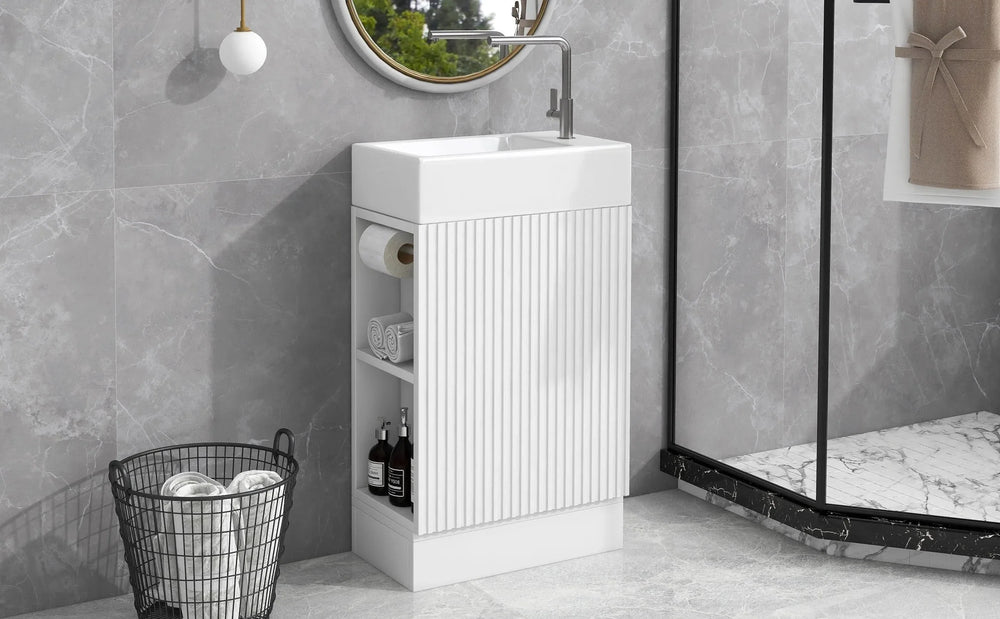 Bathroom Vanity Cabinet With Two Tier Shelf Left Or Right Orientation Media 12