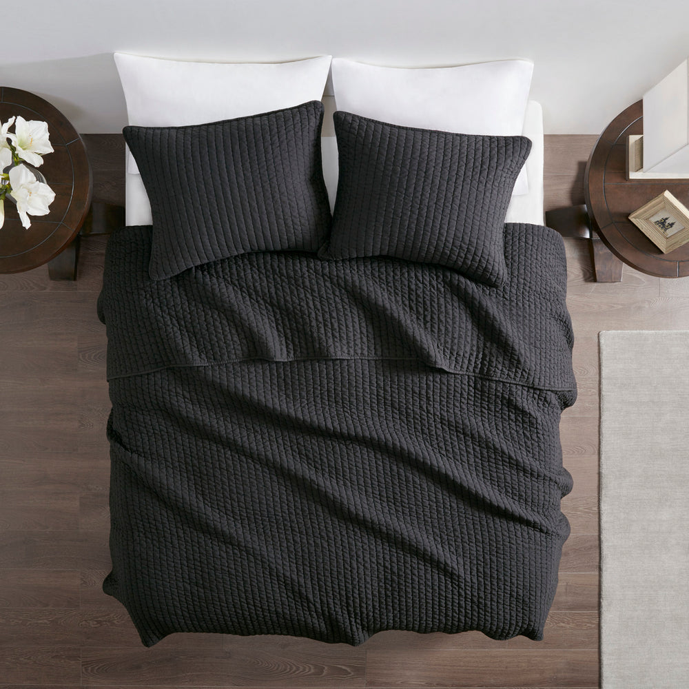2 Piece Quilt Set Black Twin/Twin XL Media 10