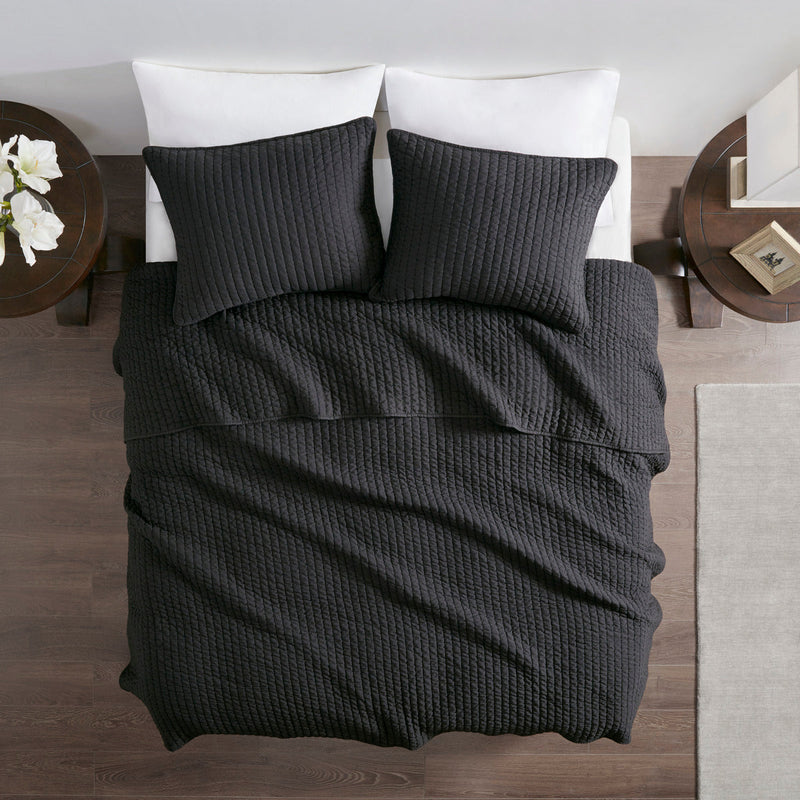 2 Piece Quilt Set Black Twin/Twin XL