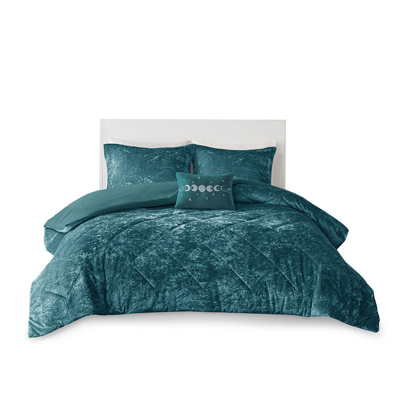 Full/Queen Velvet Duvet Cover Set with Throw Pillow