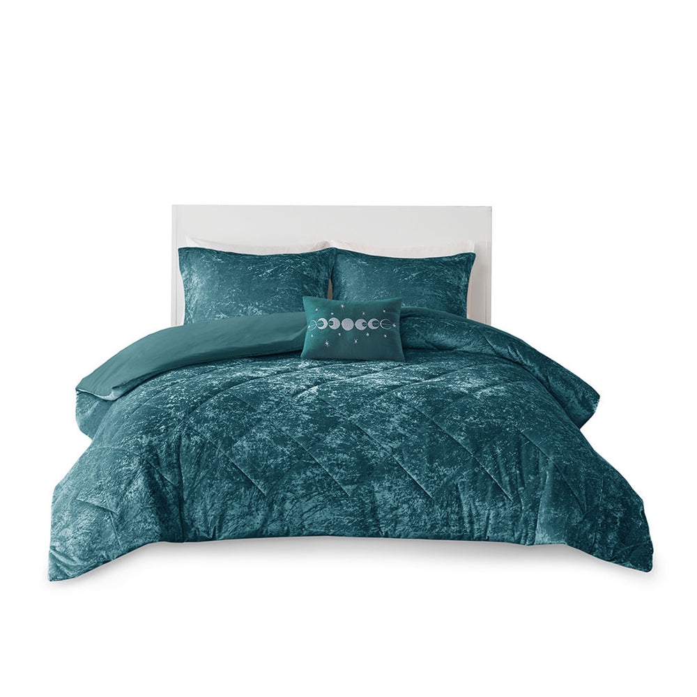 Full/Queen Velvet Duvet Cover Set with Throw Pillow Media 9
