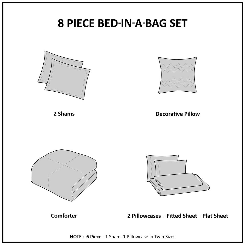 Twin Striped Comforter Set with Bed Sheets Media 7