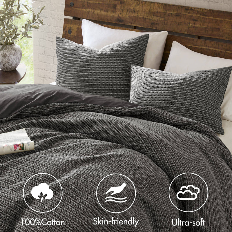 3PCS Waffle Washed Duvet Set