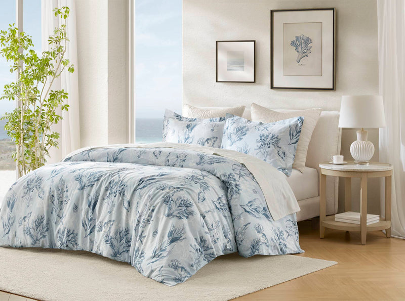3-Piece Full/Queen 100% Cotton Sateen Duvet Cover Set,Navy/Blue