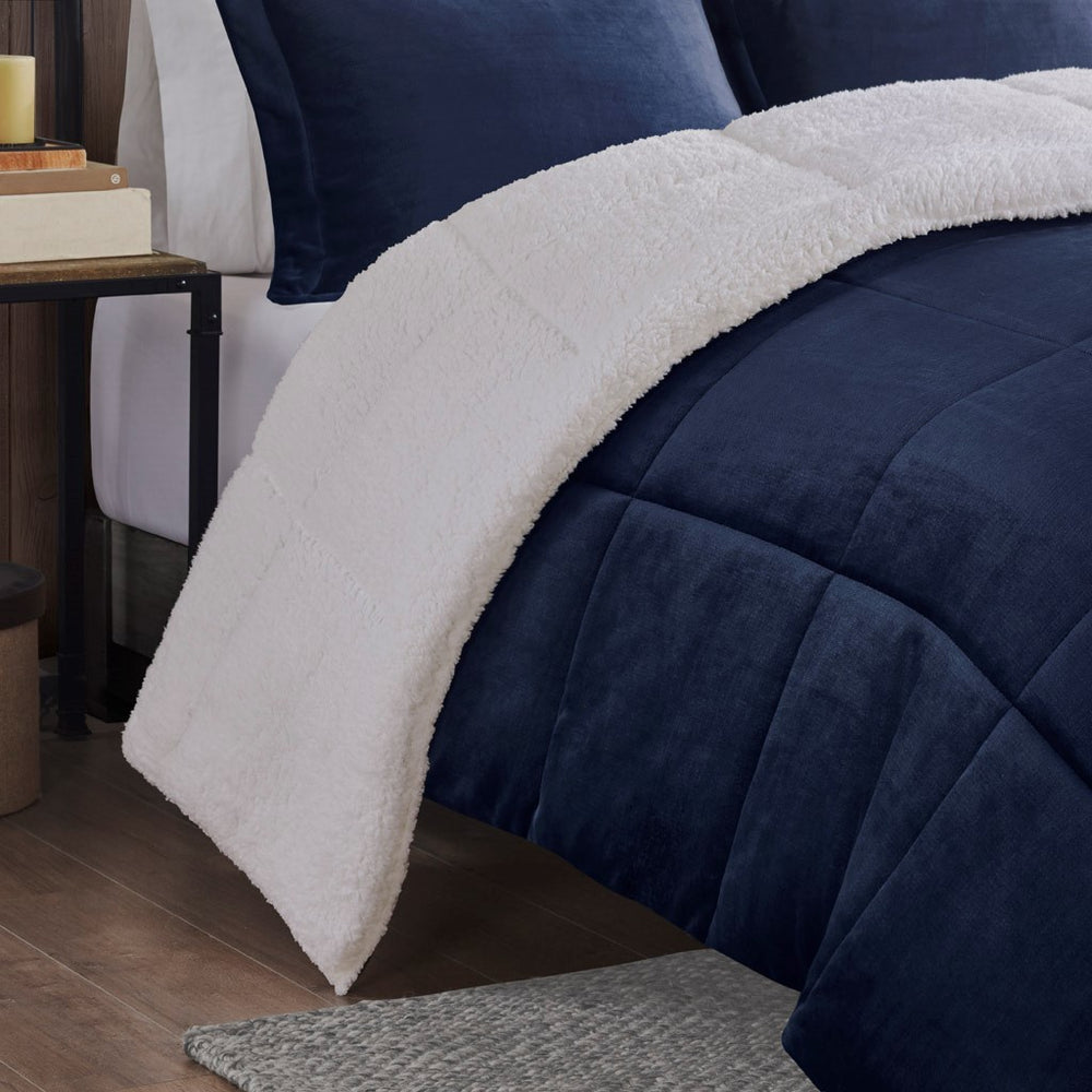 Full/Queen Plush to Sherpa Down Alternative Comforter Set Media 7