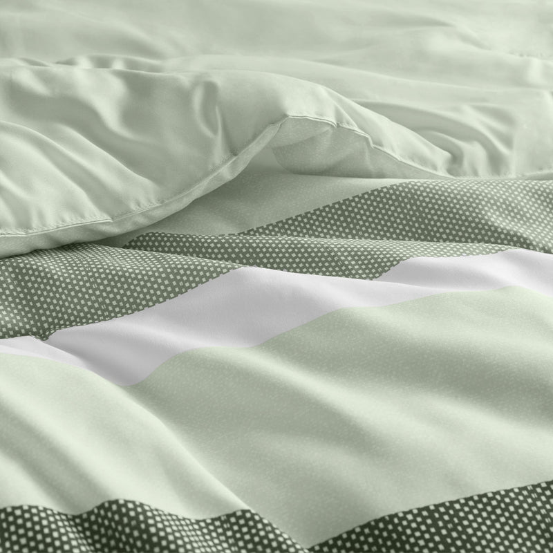 3-Piece King/Cal King Stripe Textured Print Comforter Set,Sage
