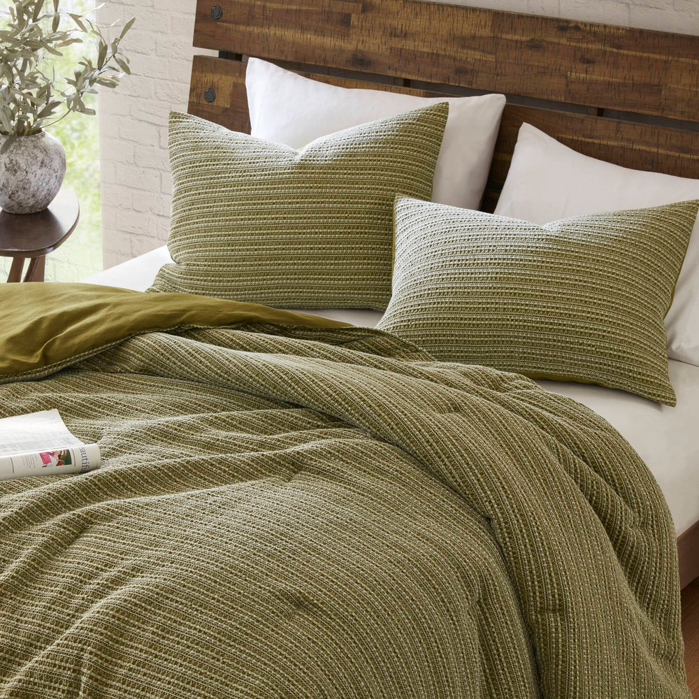 3PCS Full/Queen Waffle Washed Comforter Set Media 21