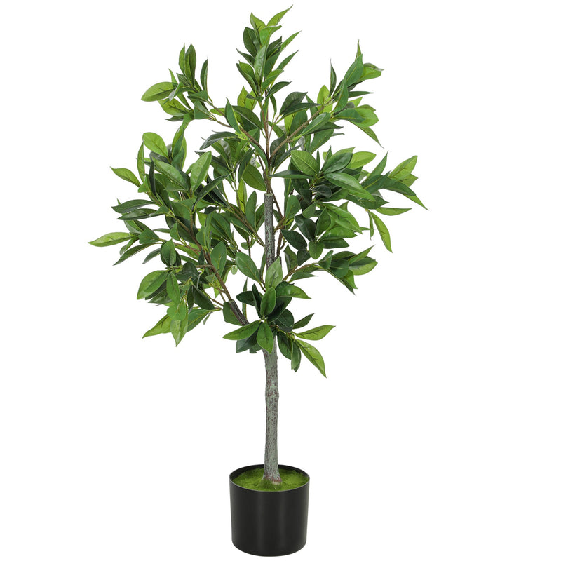 Potted Fake Plant, Lifelike Laurel Artificial Tree,Green