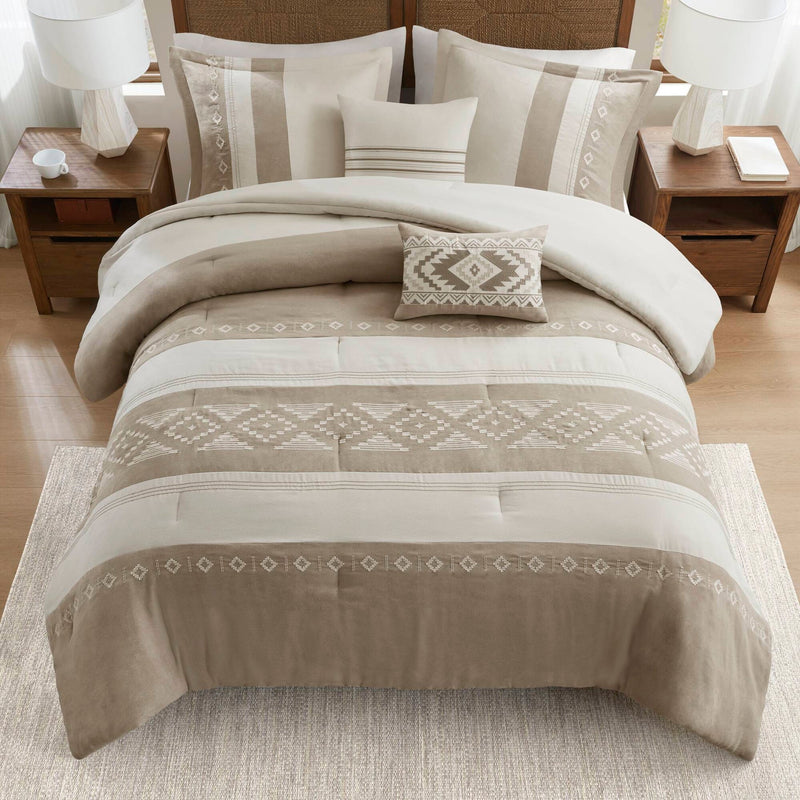 5-Piece Full/Queen Comforter 5pcs Set,Taupe