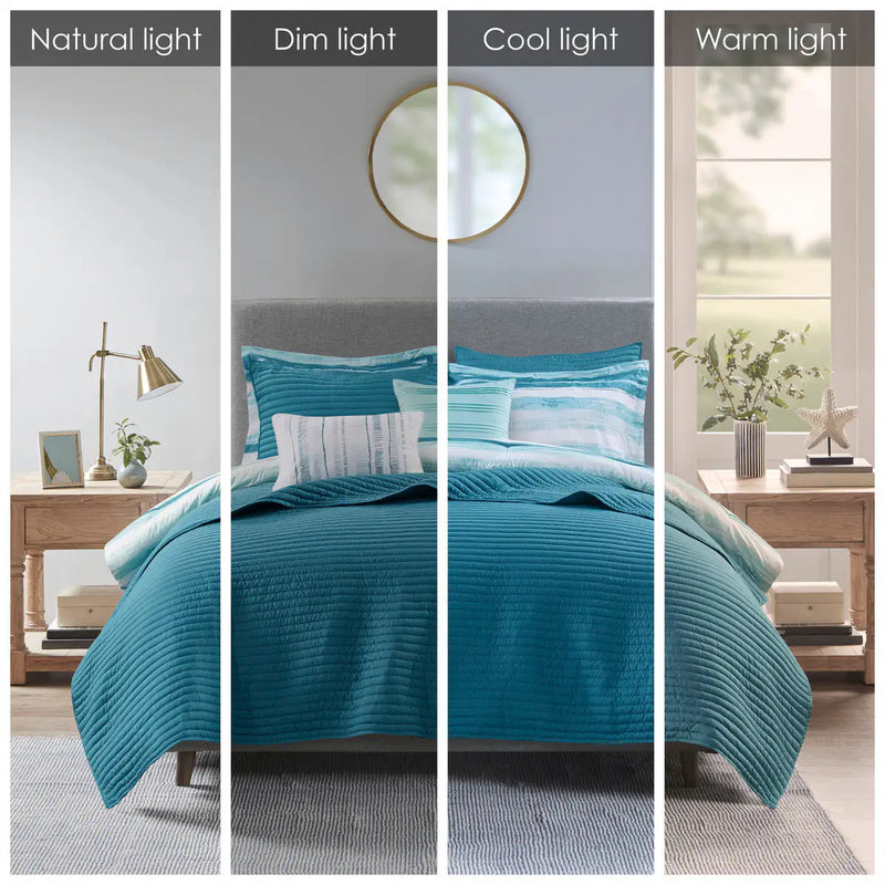 8 Piece Printed Seersucker Comforter and Quilt Set Collection