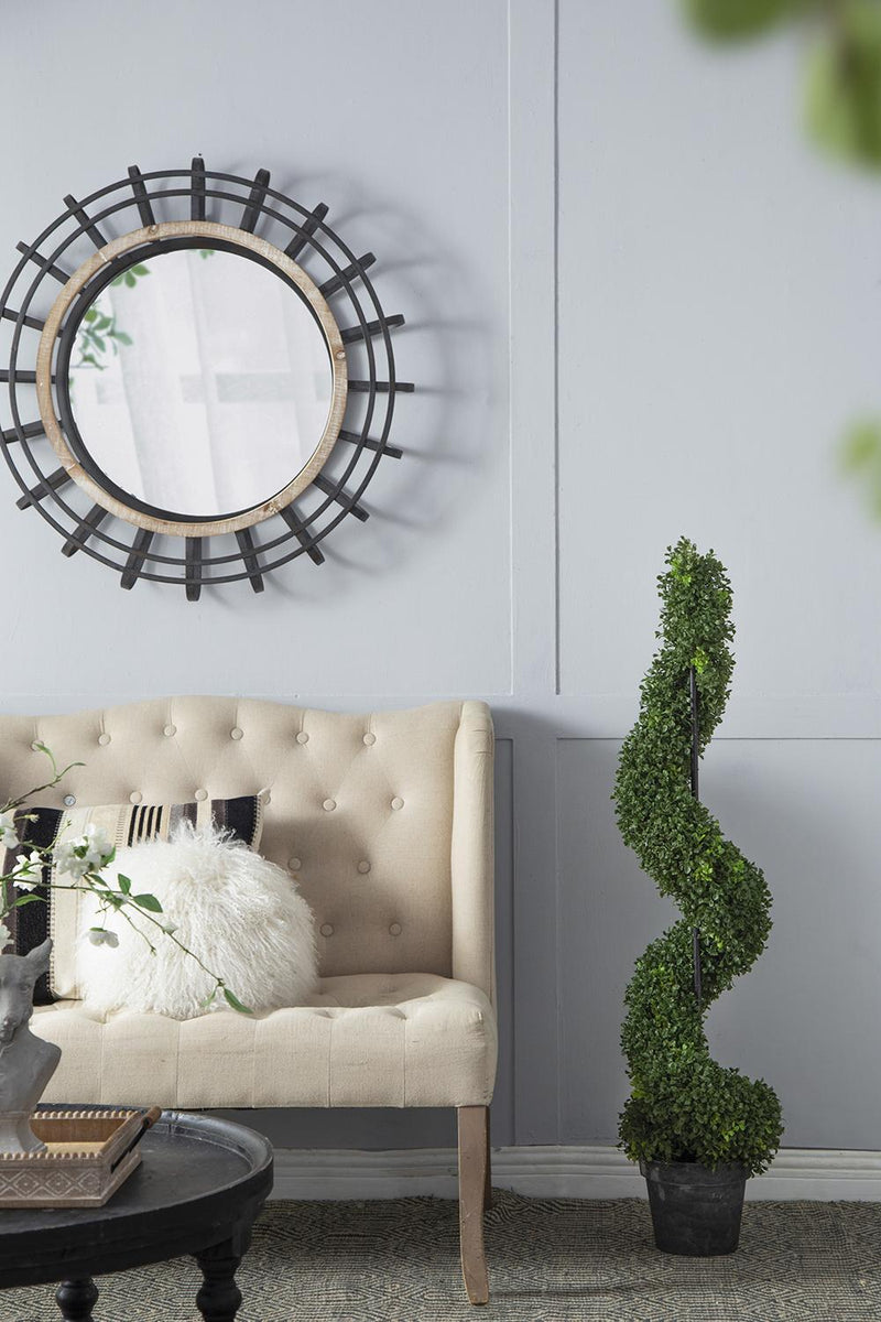 9.5x9.5x48' Tall Artificial Spiral Boxwood Topiary in Pot