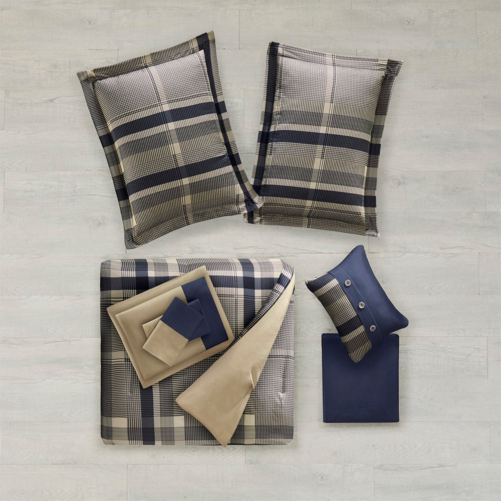 Full Plaid Comforter Set with Bed Sheets Media 4